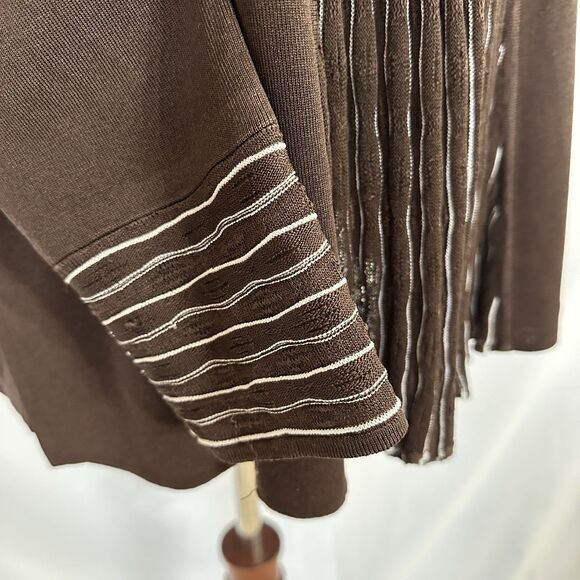 Misook Cardigan Sweater Women's L Brown 100% Acrylic Knit Long Sleeve Open Front - Picture 4 of 6